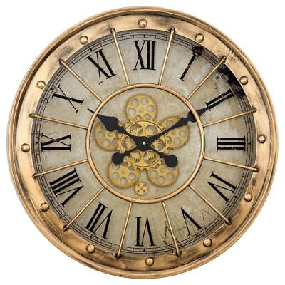 #ad Yosemite Home Decor Wall Clock 23.4quot;x23.4quot;x3.1quot; Gilded Round Gear Decorative $149.72