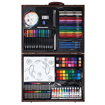 #ad Complete Painting and Drawing Art Set for Kids in Portable Wooden Case $28.57