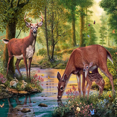 #ad 5D Diamond Painting Kit Deer Family DIY Art Square Round Drills Gems Picture $63.44
