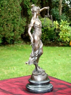#ad Art Deco Style Statue Sculpture Goddess of Justice Art Nouveau Style Bronze Sign $353.99