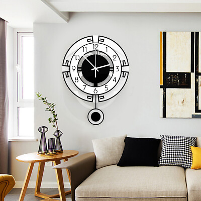 #ad Large Swing Wall Clock Modern Nordic Living Room Silent Pendulum Wall Clock $46.88