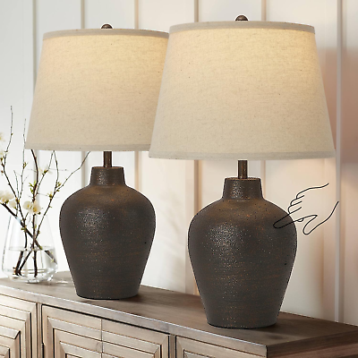 #ad Farmhouse Rustic Table Lamps Touch Control 3 Way Dimmable Touch Lamps Set of 2 f $95.09
