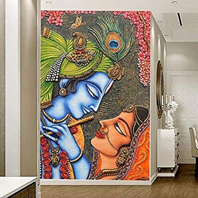 #ad Traditional 3D Design Self Adhesive Radha Krishna Wall Sticker For Decoration $44.36
