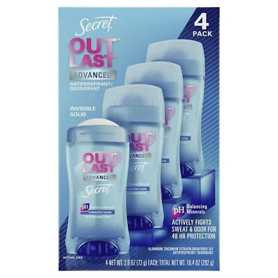 #ad Secret Outlast Advanced Antiperspirant Deodorant Invisible Solid 4Pk Expry 6 24 $9.00