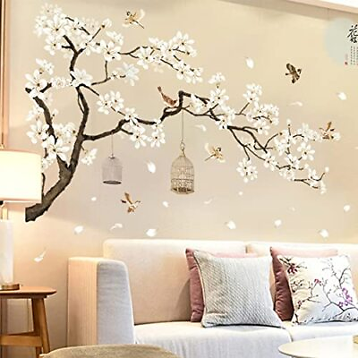 #ad BWCXXZH Large White Flower Wall Stickers 50quot;x74quot; Removable DIY Romantic $20.23