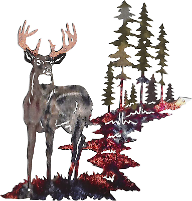 #ad Metal Deer Wall Art Forest Deer Wall Decor Metal Tree Wall Art Metal Deer Decor $21.99