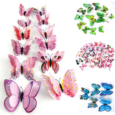 #ad 12pcs 3D Butterfly Design Decal Art Wall Stickers Room Decorations Home Decor US $3.09