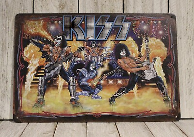 #ad Kiss Alive Live in Concert Tin Metal Poster Sign Vintage Look Comic Book Style $11.97