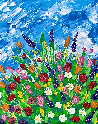 #ad Painting Floral Original Art Impasto Acrylic Painting Flower Small Art Painting $39.00