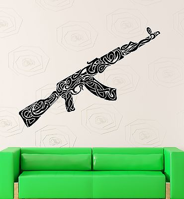 #ad Wall Stickers Vinyl Decal War Weapons Military Ak 47 Pattern Decor ig2274 $69.99