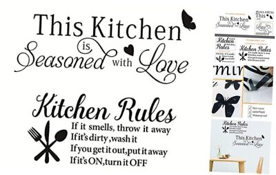 #ad 2 Sheets Kitchen Quotes Wall Stickers Kitchen Rules Vinyl Wall Quote Style 01 $15.68