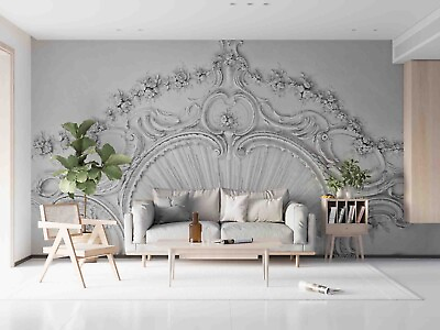 #ad 3D Sculpture Relief White Self adhesive Removeable Wallpaper Wall Mural1 3576 $199.99