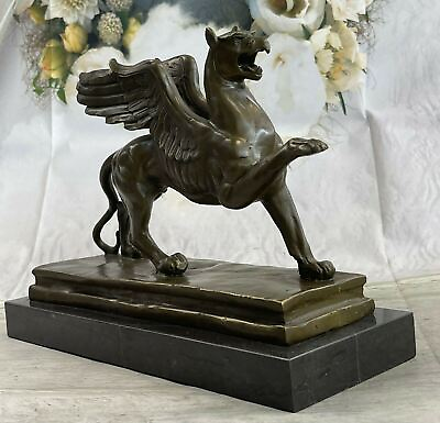 #ad Signed Roche Griffin Bronze Marble Sculpture Statue Art Deco Mythical Figurine $199.50