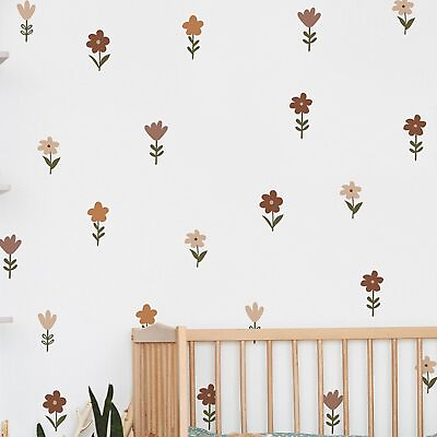 #ad Boho Flowers Wall Stickers Girls Bedroom Removable Wall Decals Bohemian Floral $12.73