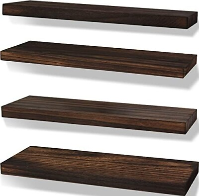 #ad 17#x27;#x27;Rustic Farmhouse Floating Shelves for Wall Decor Storage Wood Brown Set of 4 $29.99