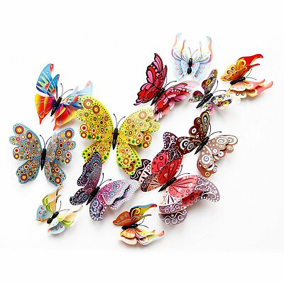 #ad 12 Pcs 3D Butterfly Wall Stickers PVC Children Room Decal Home Decoration Decor $6.95