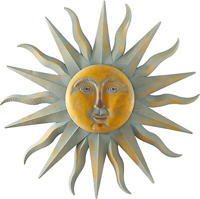 #ad Metal Sun Home Wall Decor Indoor Outdoor Distressed Wall Sculpture，Gold $60.74