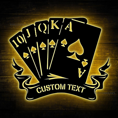 #ad Custom Poker Lighted up Wall Sign Poker Gift Wall Decor Poker Metal Sign $94.95