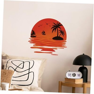 #ad Wall Stickers for Living Room Coconut Palms Wall Beach Sunset Silhouettes $23.95