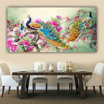 #ad Flower Peacock Print on Canvas Poster Wall Art for Living Room No Framed $39.70