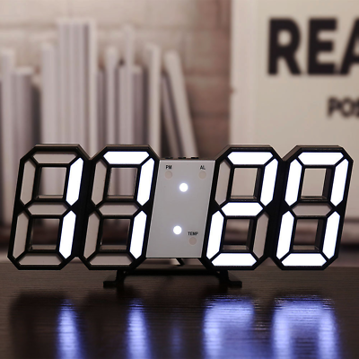 #ad #ad USB Digital 3D LED Big Wall Desk Alarm Clock Snooze Auto Brightness Home Decor $10.92