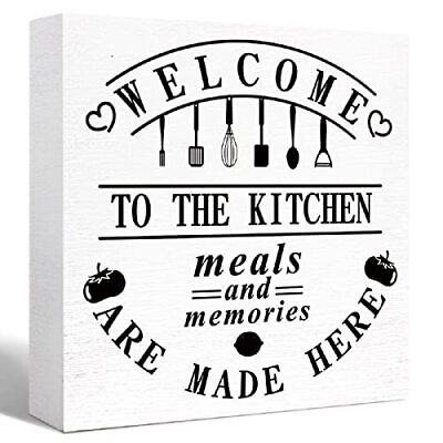 #ad Kitchen Wood Sign DecorRustic Kitchen Wood Block Signs for Kitchen Shelf Coun... $23.85