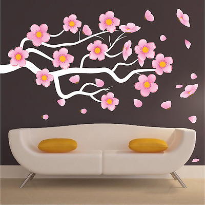 #ad Flower Branch Wall Mural Decal Floral Vinyl Customizable Outdoor Art c26 $102.95