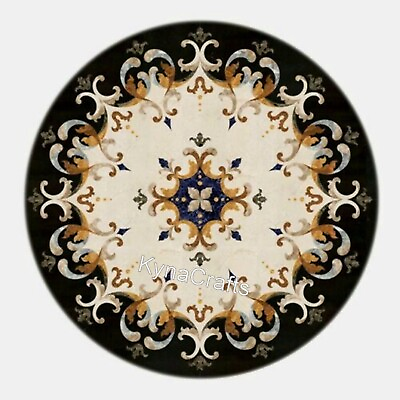 #ad Black Marble Kitchen Table Unique Pattern Inlay Work Dining Table Top for Hotel $2821.50