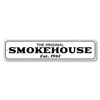 #ad Personalized Original Smokehouse Established Date BBQ Kitchen Metal Decor Sign $23.50
