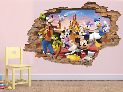 #ad Disneyland 3D Wall Decal Mickey Goofy Removable Wall Sticker Cartoon Decor $72.55