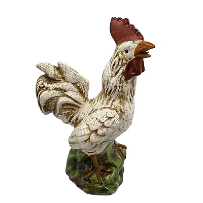#ad Ceramic Rooster Chicken Farmhouse French Country Intentional Crazing 13.5quot; Tall $49.95