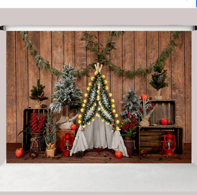 Kate 7x5 ft. Christmas Tree Backdrop for Photography Brown Wood Wall amp; Trees $15.00