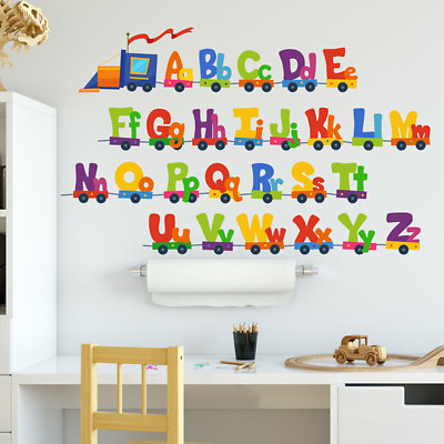 #ad #ad Cartoon Car Train 26 Letters Alphabet Wall Stickers for Kids Rooms Home Decor $8.45