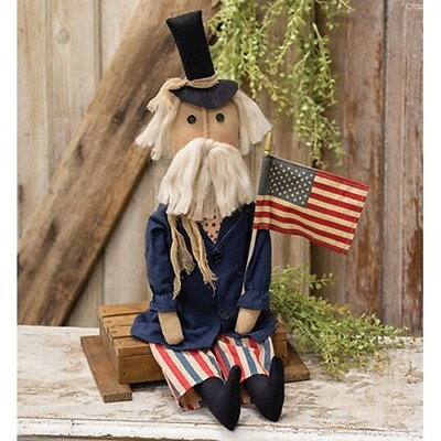 #ad New Primitive Americana Patriotic UNCLE SAM DOLL Figure 25quot; $34.99