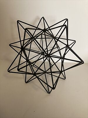 #ad 10” x 9” Black Geometric Metal Welded Multi Pointed Star Art Table Top Sculpture $24.99