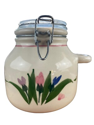 #ad Fidenza Ceramic Jar with Latching Bale Lid Floral Cream Kitchen Decor Storage $15.00