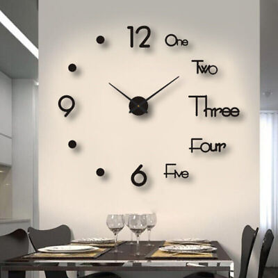 #ad 3D Home Decor Night Clocks Large Luminous Glow In The Dark Quartz DIY Wall Clock $17.91