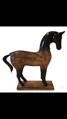 #ad Wood and Metal Standing Horse Decor Folk Art Style Farmhouse Decor $27.50