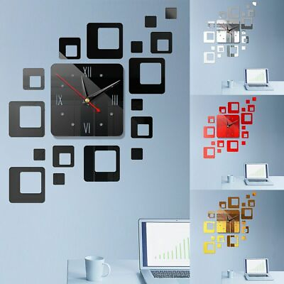 #ad #ad 3D Modern DIY Large Wall Clock Mirror Surface Sticker Art Design Home Decor Room $7.27