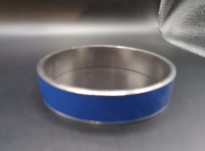#ad Blue Enamel Over Metal Silver tone Bracelet 8quot; #398 $8.50