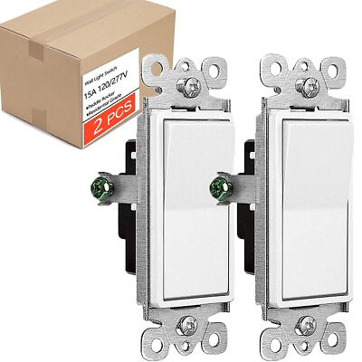 #ad Paddle Rocker Light Switch Wall On Off Single Pole Residential Grade UL White ×2 $10.93