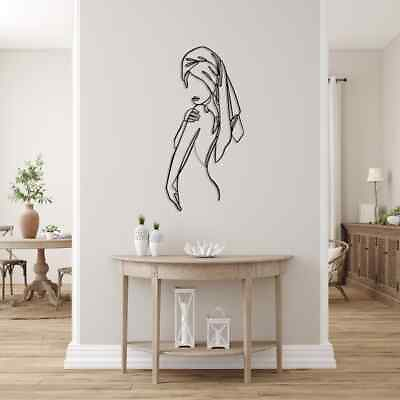 #ad Woman Metal Bathroom Wall Decor Minimalist Line Art Modern Home Decor $29.95