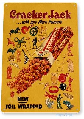 #ad Cracker Jack Retro Kitchen Cottage Food Candy Metal Decor Tin Sign B712 $10.25