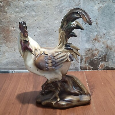 #ad Chicken Rooster Wood Look Figurine Farm Decor $39.95