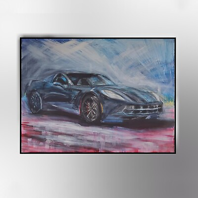 Race Car Painting Original Racing Chevrolet Corvette C7 Stingray canvas 24quot; Art $188.00