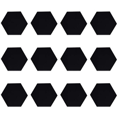 #ad 12pcs Hexagonal Wall Stickers Self adhesive Wall Decorations Acrylic Black ┲ $13.79