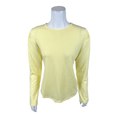#ad Candace Cameron Bure Knit Top w Twist Sleeve Detail Yellow Small Size $15.00