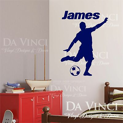 #ad Soccer Player Boy Decal Custom Name Wall Room Personalized Vinyl Sticker H $25.99