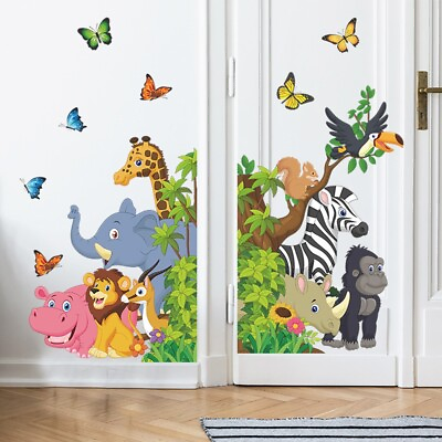 #ad Tropical Forest Animals Wall Stickers for Nursery Bedroom Decor Vinyl Decals C $23.81