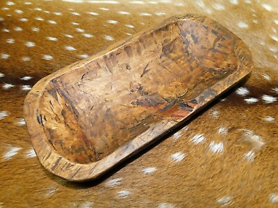 * Carved Wooden Dough Bowl Primitive Wood Trencher Tray Rustic Home Decor 11 12quot; $12.00